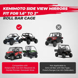 Kemimoto UTV Side Mirrors for 1.6" - 2" Roll Bar Cage