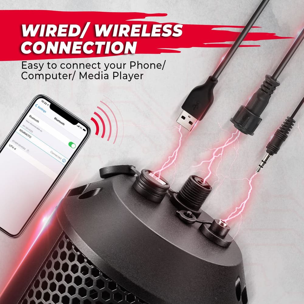 Kemimoto UTV Sound Bar System Bluetooth Speaker 500W 28" Outdoor Marine Soundbar