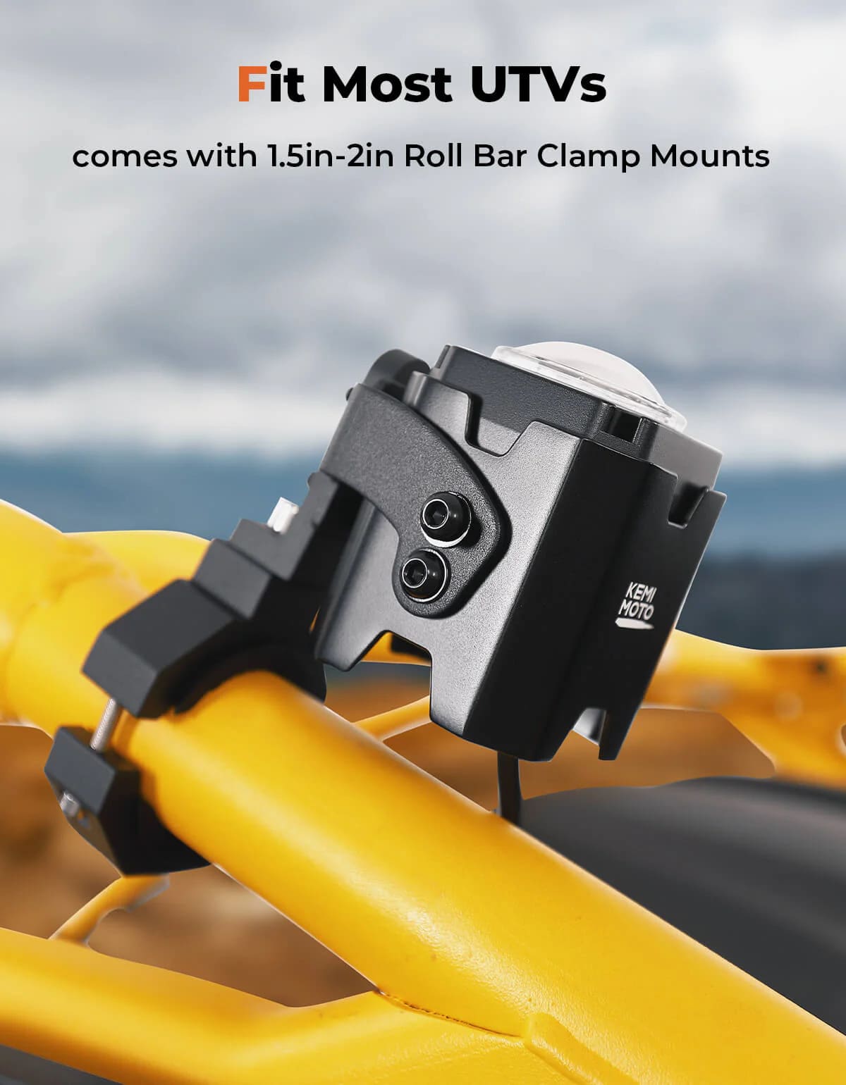 Kemimoto UTV Spot Beam Pod Lights w/ 1.5''-2'' Tube Clamp Kit