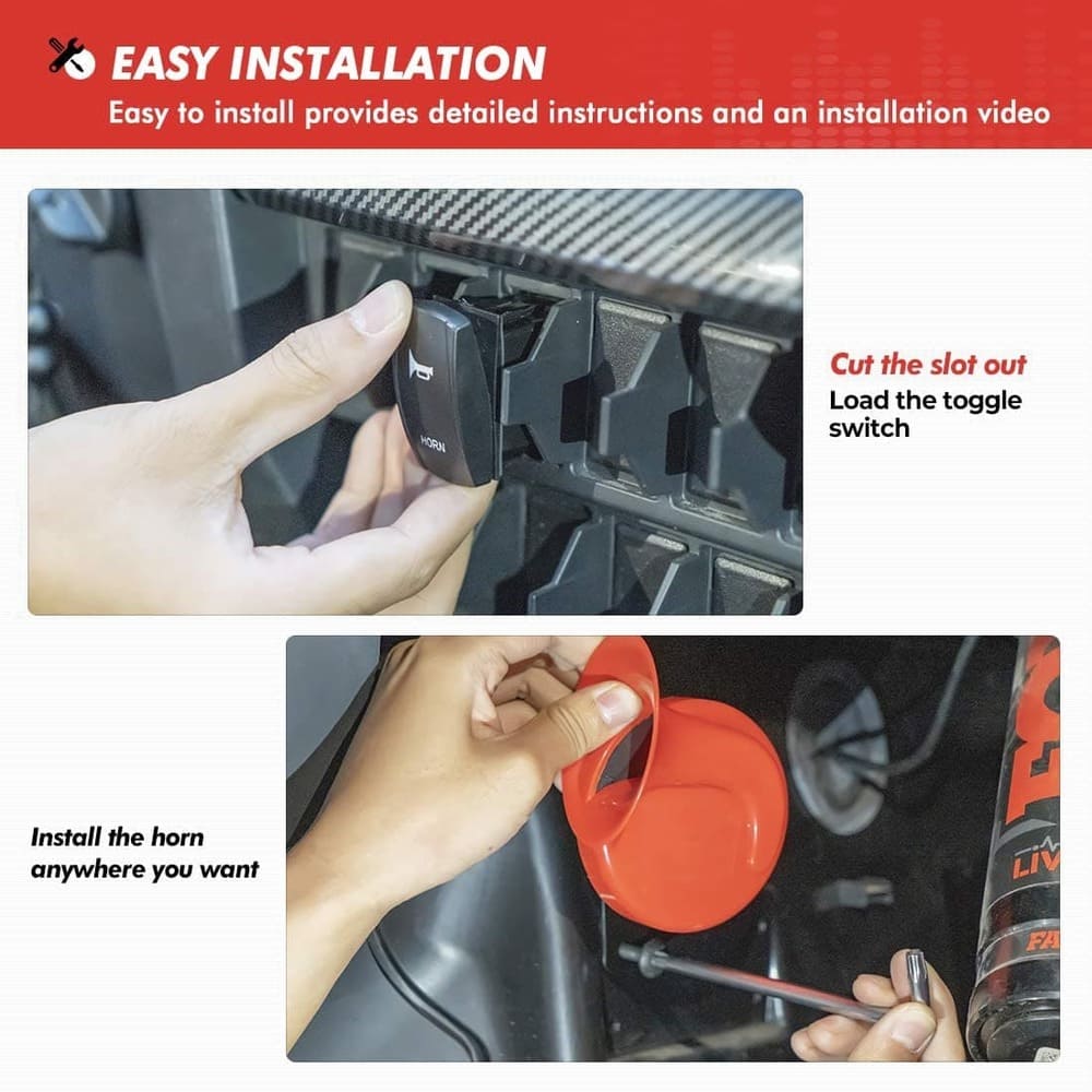 Kemimoto UTV 12V Universal Rocker Switch Horn Kit