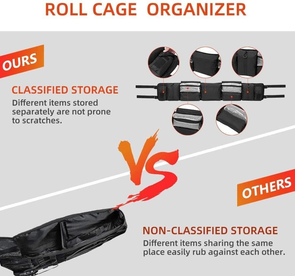 Kemimoto UTV Universal Roll Cage Organizer Storage Bag