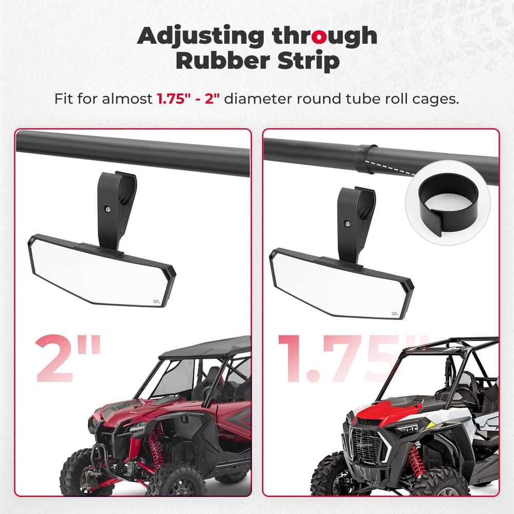 Kemimoto UTV Upgraded 1.75"-2" Crossbar Convex Mirror