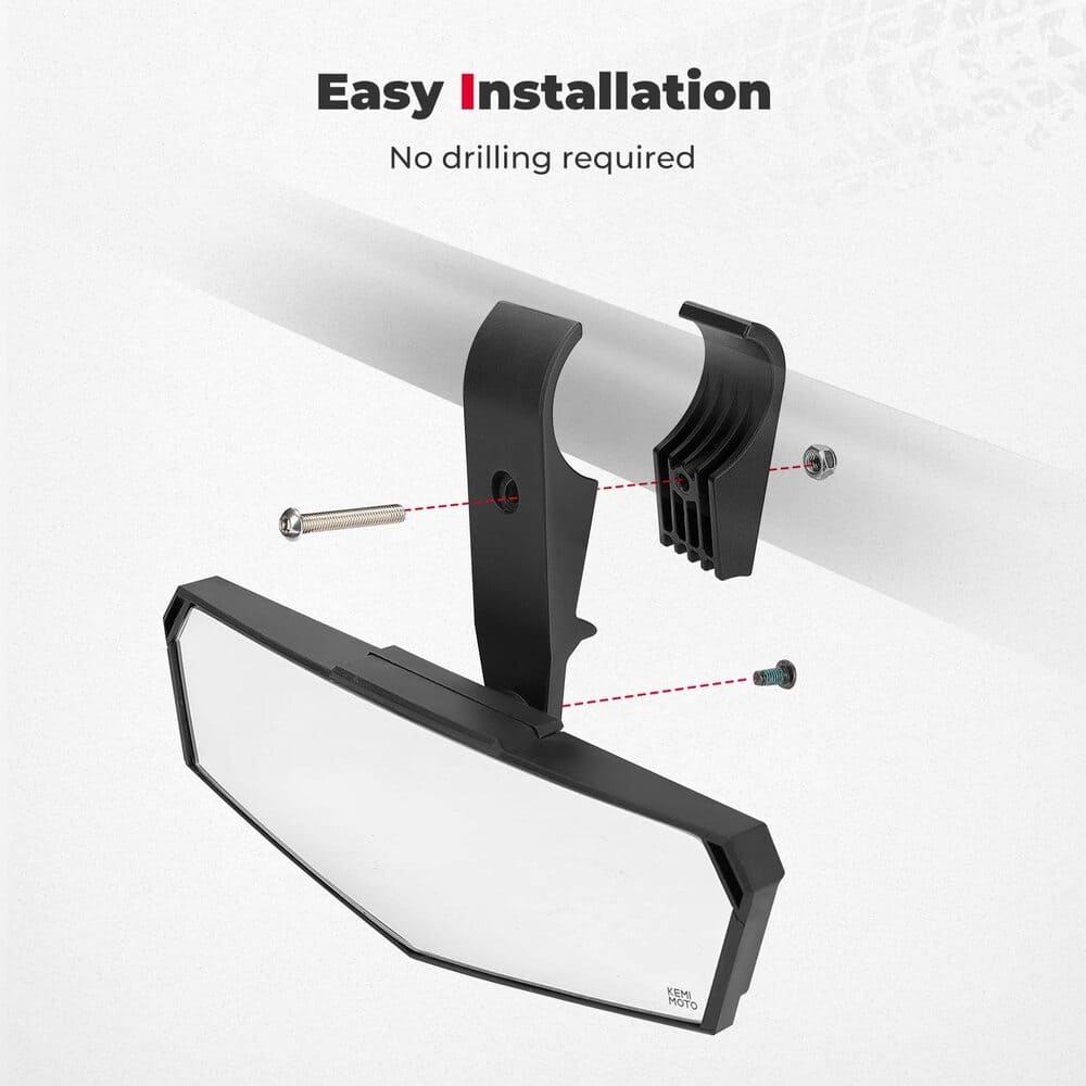 Kemimoto UTV Upgraded 1.75"-2" Crossbar Convex Mirror