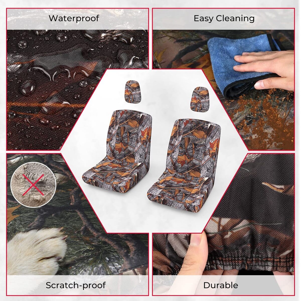 Kemimoto Yamaha Rhino 450 UTV Heavy Duty Camo Dust Seat Covers