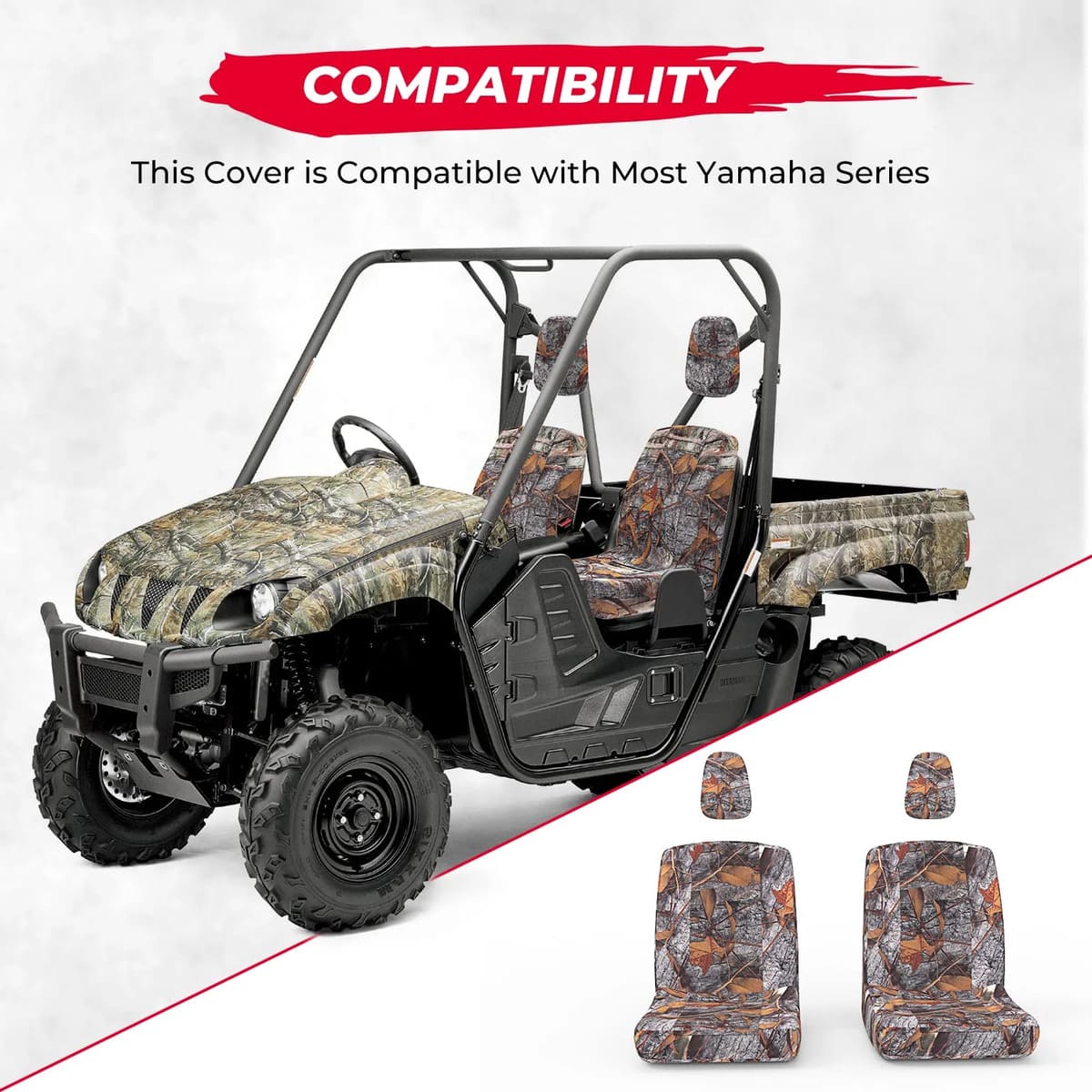 Kemimoto Yamaha Rhino 450 UTV Heavy Duty Camo Dust Seat Covers
