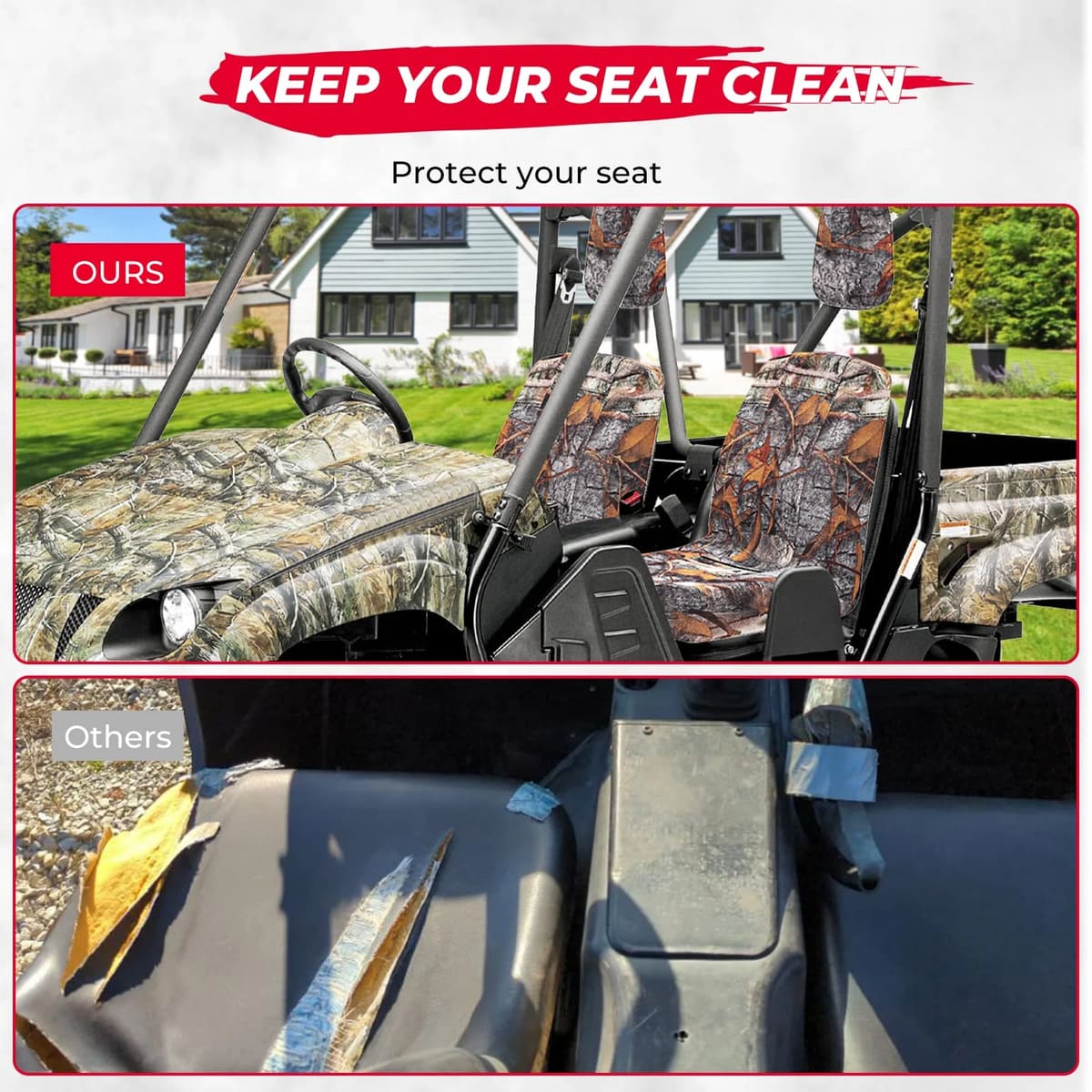 Kemimoto Yamaha Rhino 450 UTV Heavy Duty Camo Dust Seat Covers