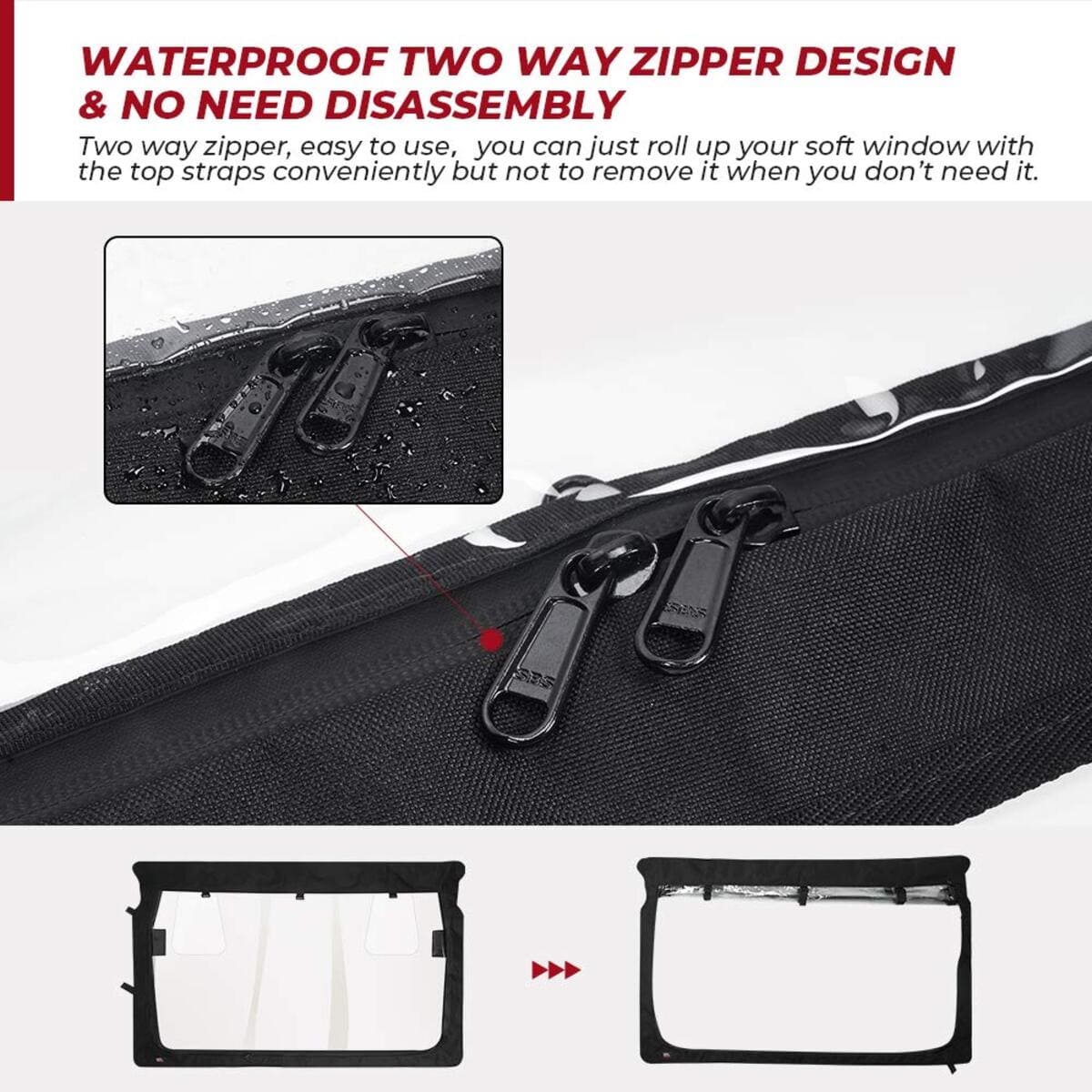 Kemimoto Yamaha Rhino Rear Windshield with Zipper Back