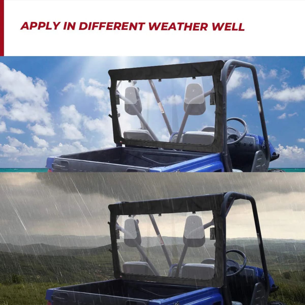 Kemimoto Yamaha Rhino Rear Windshield with Zipper Back