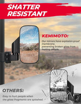 Kemimoto Yamaha Rhino UTV 1.75" - 2" Side View High Impact Convex Mirror