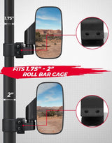 Kemimoto Yamaha Rhino UTV 1.75" - 2" Side View High Impact Convex Mirror