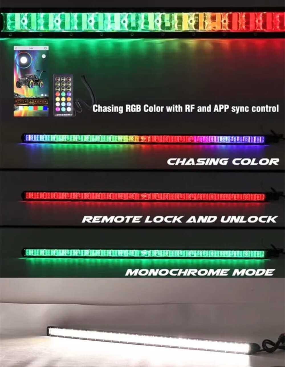 M Whips 44” Led Chase Light/light Bar Combo - 180W