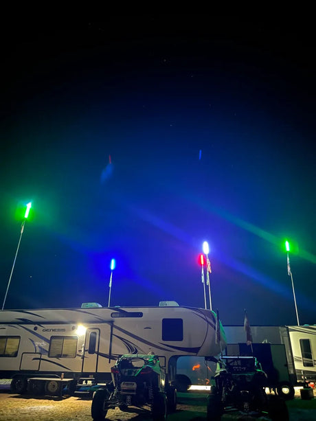 M Whips Complete Single Color Flag Pole Mount & Whip Harness Camp Locator Kit