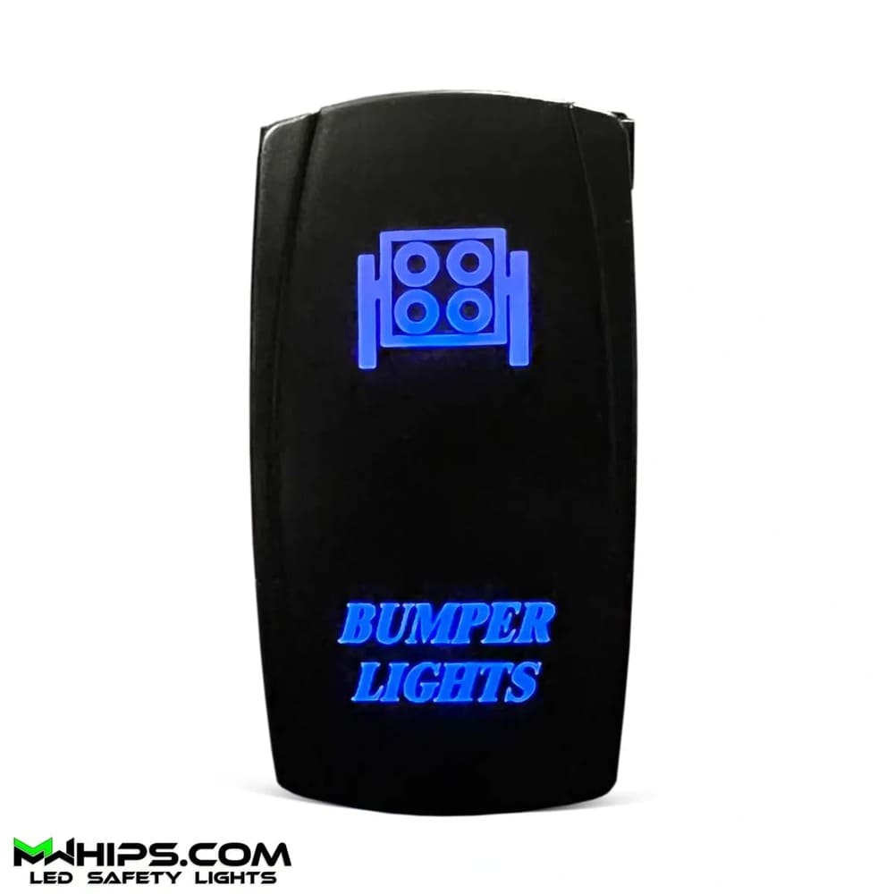 M Whips Dual Blue Led 5 Pin Bumper Lights On/Off Rocker Switch - 20A/12V