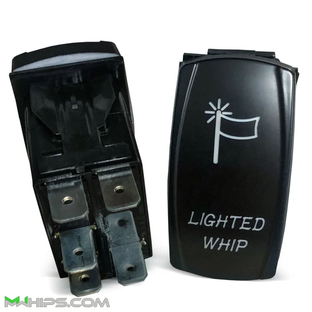 M Whips Dual Blue LED 5-Pin On/Off Lighted Whip Rocker Switch - 20A/12V