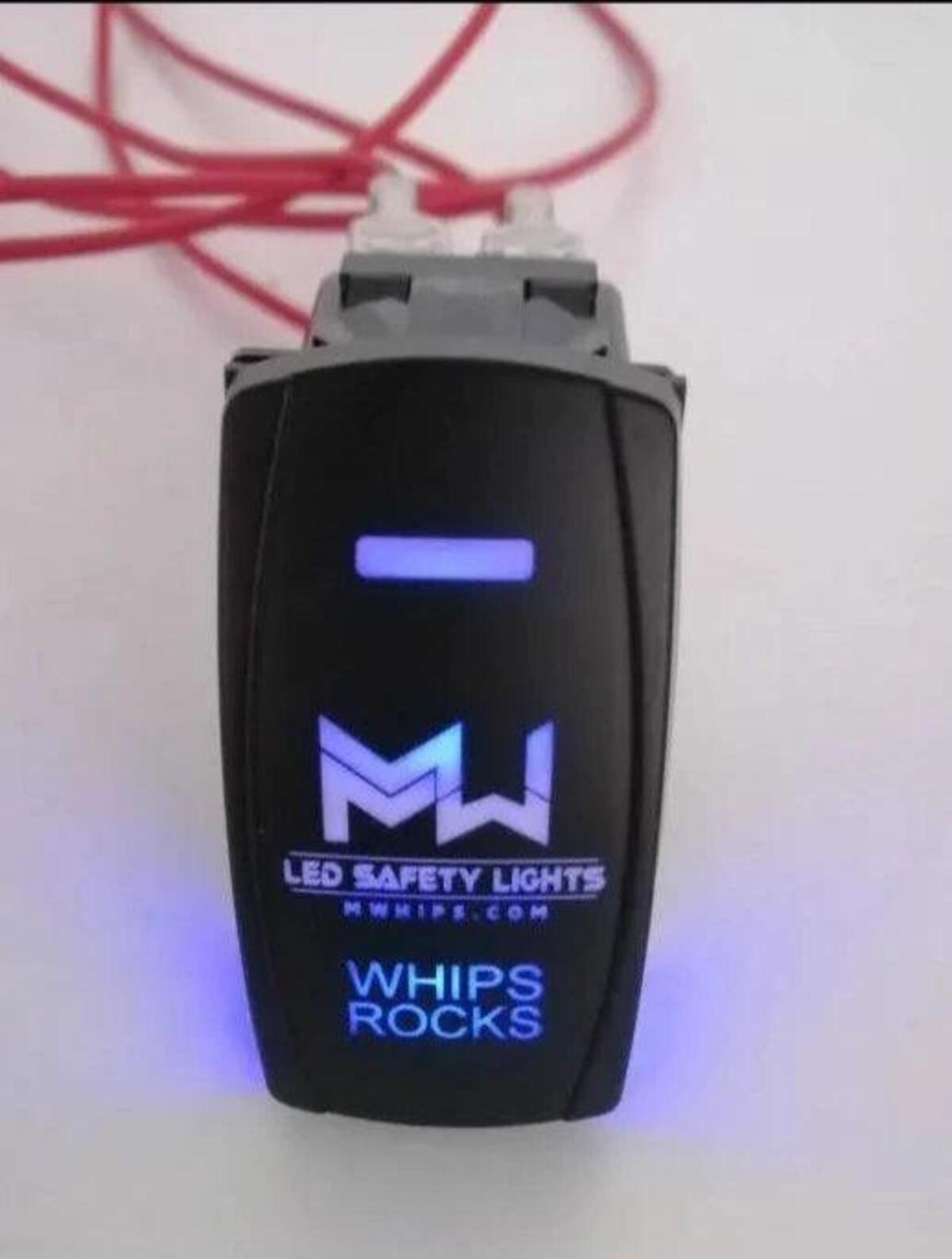 M Whips Dual Blue LED 5 Pin On/Off Rocker Switch - Rocks