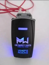 M Whips Dual Blue LED 5 Pin On/Off Rocker Switch - Rocks