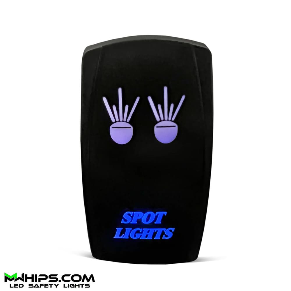 M Whips Dual Blue LED 5 Pin On/Off Rocker Switch - Spot Lights