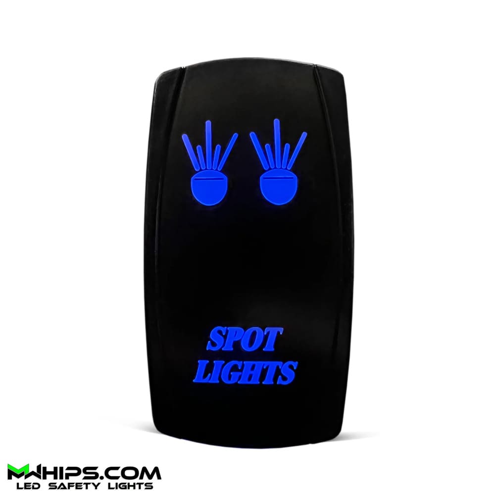 M Whips Dual Blue LED 5 Pin On/Off Rocker Switch - Spot Lights