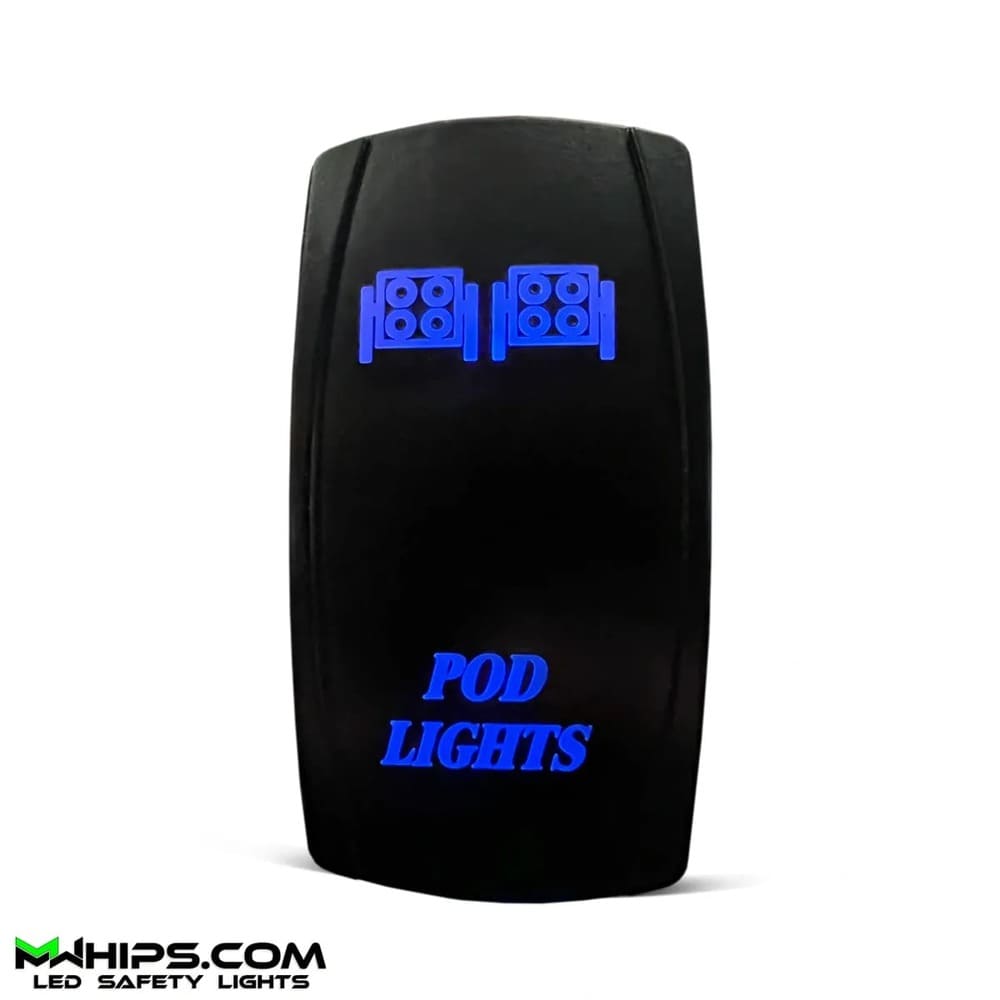 M Whips Dual Blue Led 5 Pin Pod Lights Rocker Switch - 20A/12V