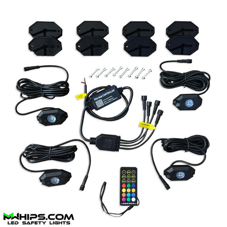 M Whips T2 Bluetooth RGB Rock Kit - 4 Pods