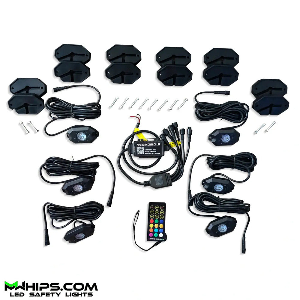 M Whips T2 Bluetooth RGB Rock Kit - 6 Pods