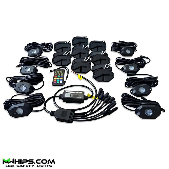 M Whips T2 Bluetooth RGB Rock Kit - 8 Pods