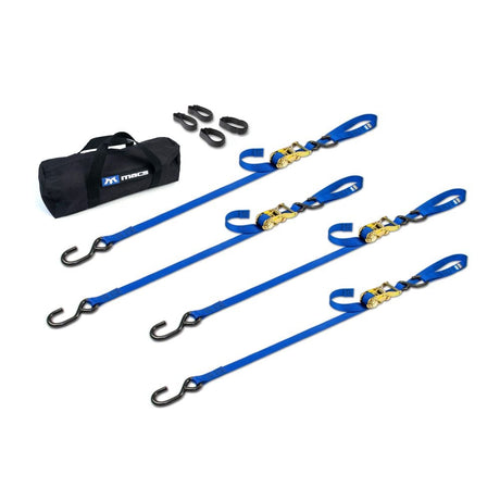 Mac's Tie Down 1" Motorcycle Ratchet Tie-Down Pack with Integrated Soft Loops S-Hooks