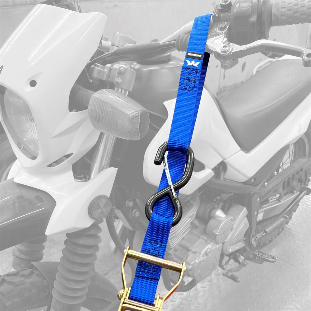 Mac's Tie Downs 1" Motorcycle Ratchet Tie-Down Strap with Integrated Soft Loop S-Hook And Keeper