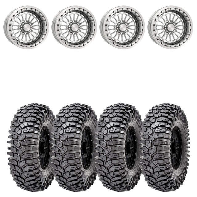 MetalFX 17" Delta 6R Forged 3-Piece Raw Beadlock & Maxxis Roxxzilla Radial Wheel & Tire Kit