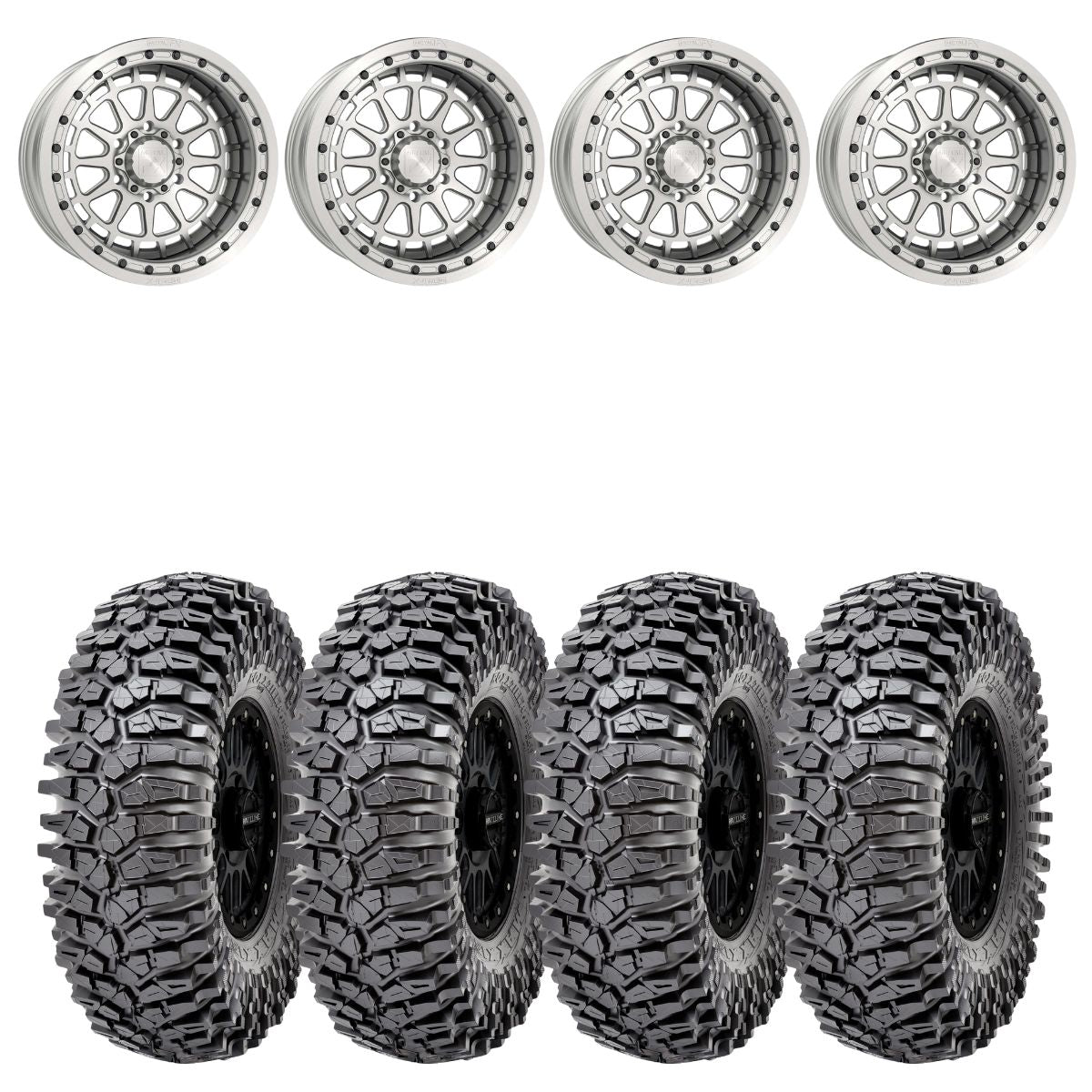 MetalFX 17" Outlaw 6R Forged 3-Piece Raw Beadlock & Maxxis Roxxzilla Radial Wheel & Tire Kit