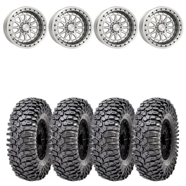 MetalFX 17" Outlaw 6R Forged 3-Piece Raw Beadlock & Maxxis Roxxzilla Radial Wheel & Tire Kit
