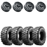 MetalFX 17" Outlaw Satin Black 4 Lug Beadlock & Maxxis Carnivore Radial Wheel & Tire Kit