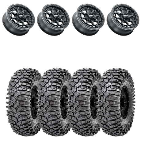 MetalFX 17" Outlaw Satin Black Beadlock & Maxxis Roxxzilla Radial Wheel & Tire Kit