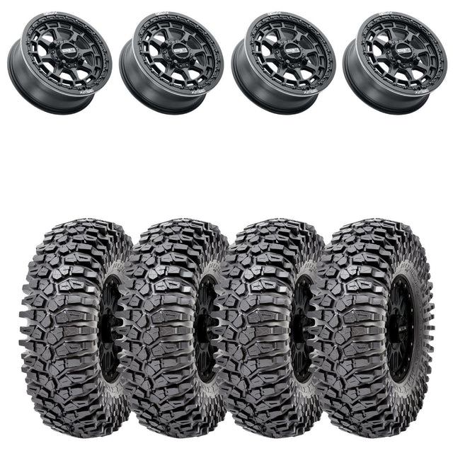 MetalFX 17" Outlaw Satin Black Beadlock & Maxxis Roxxzilla Radial Wheel & Tire Kit