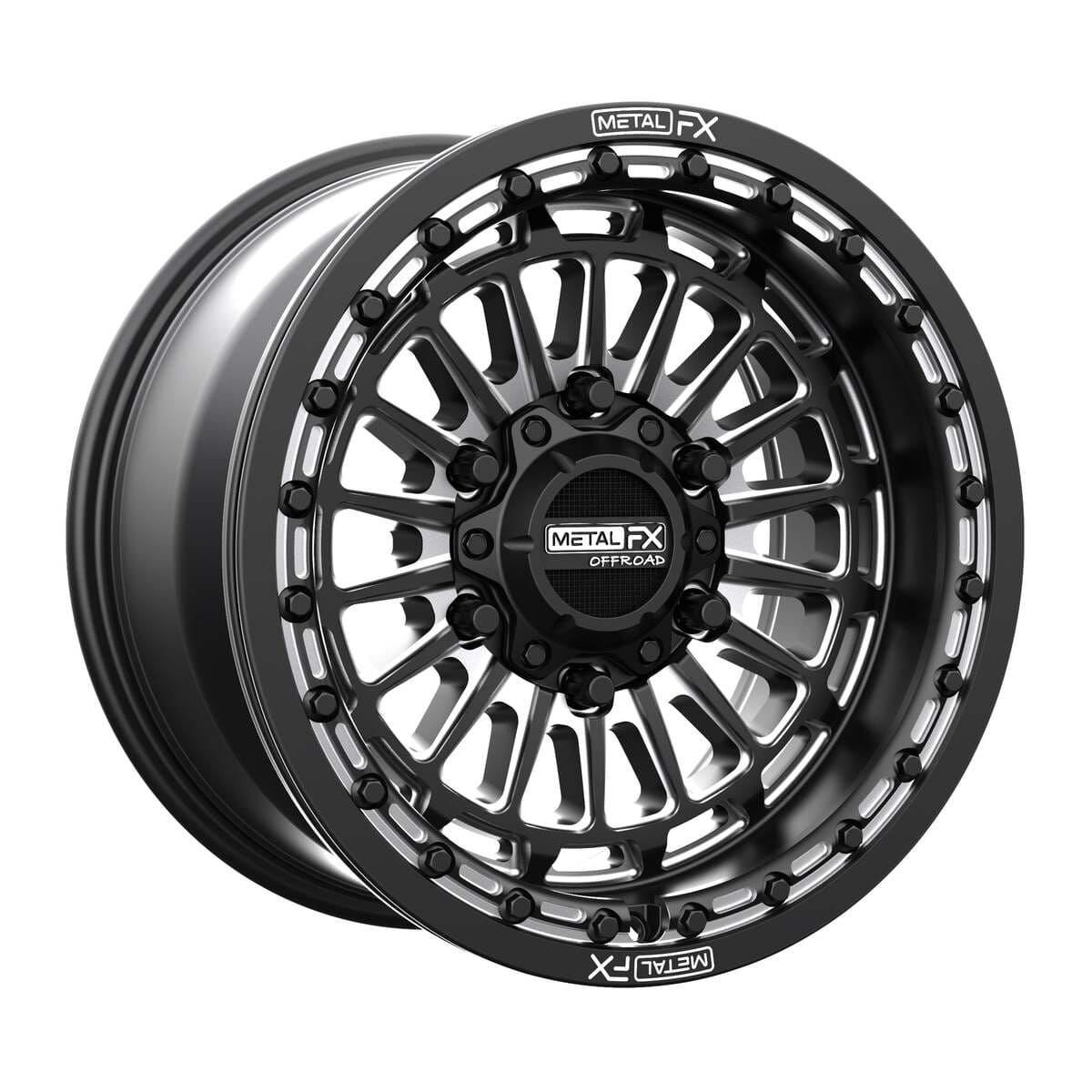 MetalFX '24+ Can-Am Maverick R Delta 6R Beadlock - Satin Black Contrast Cut