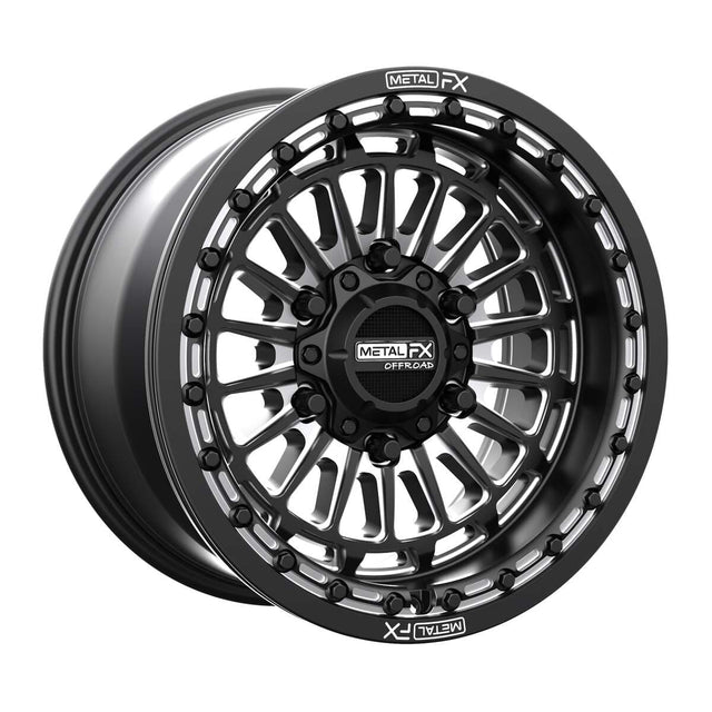 MetalFX '24+ Can-Am Maverick R Delta 6R Beadlock - Satin Black Contrast Cut