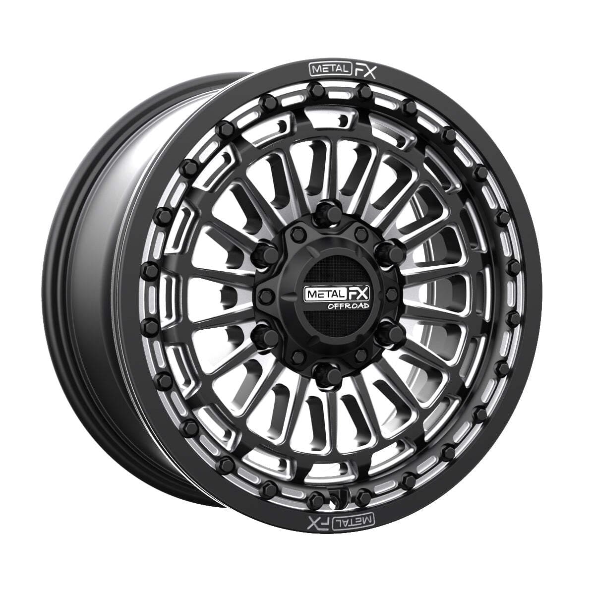MetalFX '24+ Can-Am Maverick R Delta 6R Beadlock - Satin Black Contrast Cut