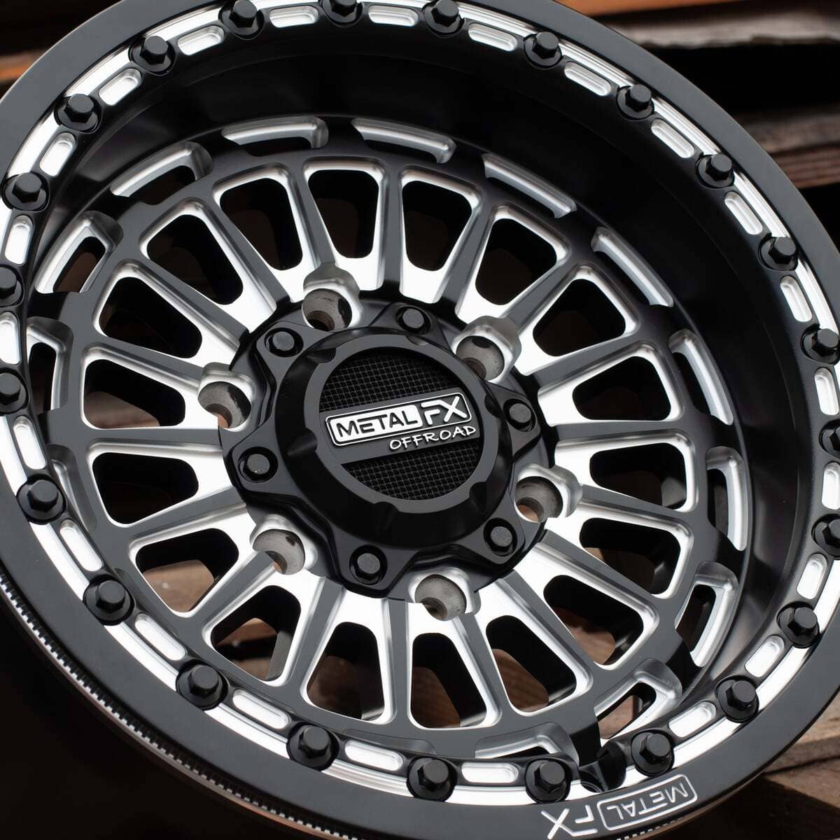 MetalFX '24+ Can-Am Maverick R Delta 6R Beadlock - Satin Black Contrast Cut
