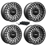 MetalFX Delta 6R UTV Beadlock Wheel Kit - Satin Black Contrast Cut