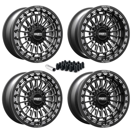 MetalFX Delta 6R UTV Beadlock Wheel Kit - Satin Black Contrast Cut