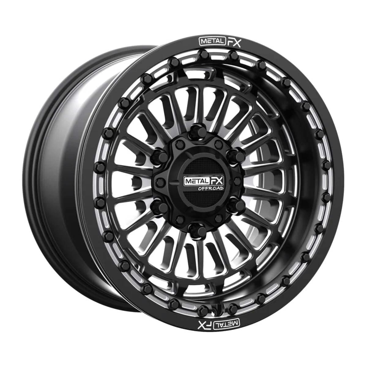MetalFX Delta 6R UTV Beadlock Wheel Kit - Satin Black Contrast Cut