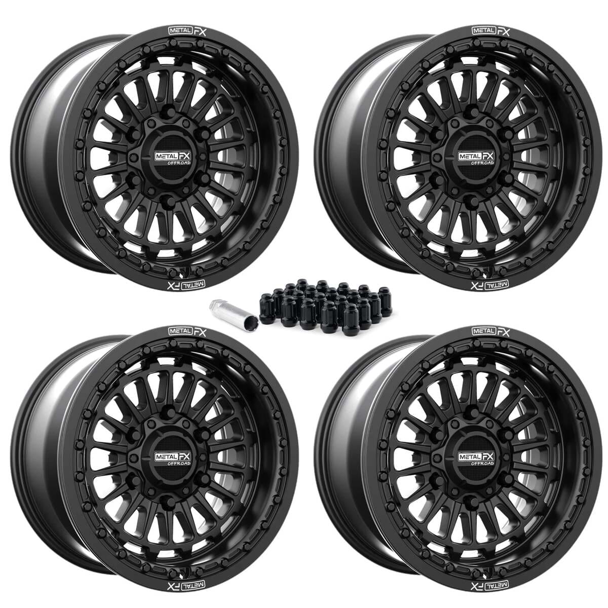 MetalFX Delta 6R UTV Beadlock Wheel Kit - Satin Black