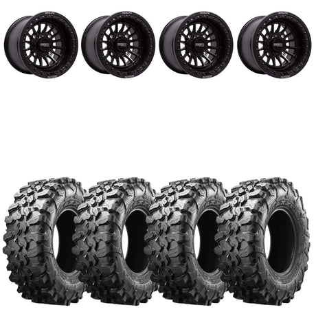 MetalFX Delta Gunmetal Contrast Cut Beadlock & Maxxis Carnivore Radial Wheel & Tire Kit