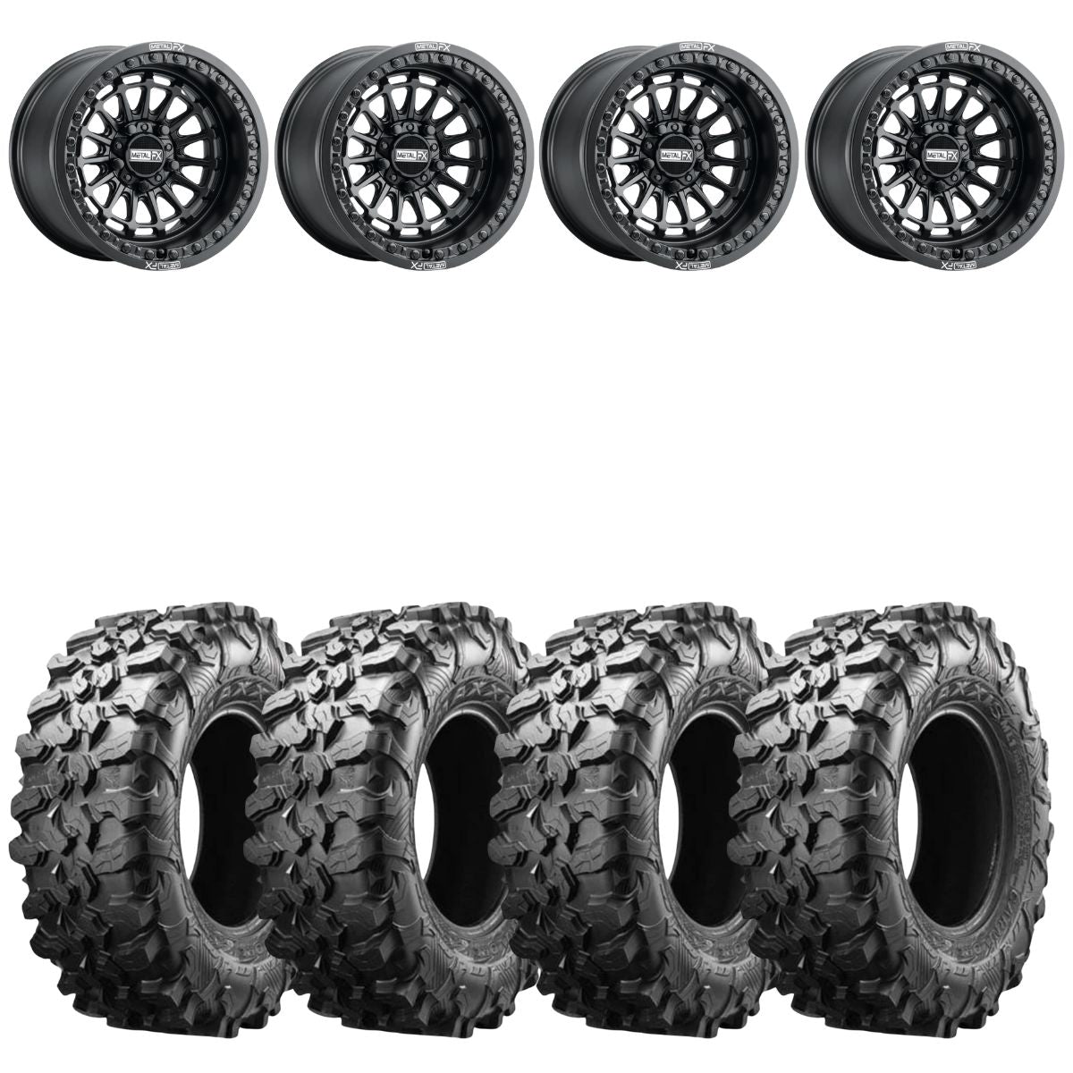 MetalFX Delta R Black Beadlock & Maxxis Carnivore Radial Wheel & Tire ...