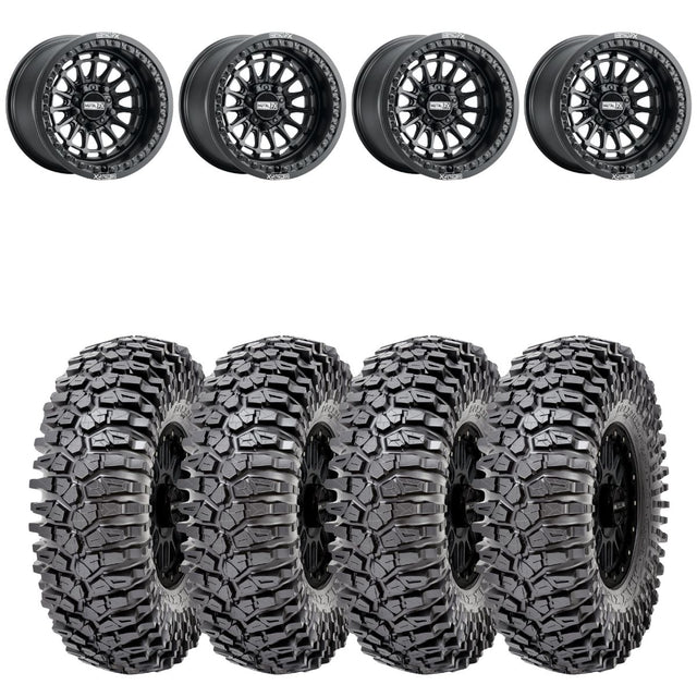 MetalFX Delta R Black Beadlock & Maxxis Roxxzilla Radial Wheel & Tire Kit