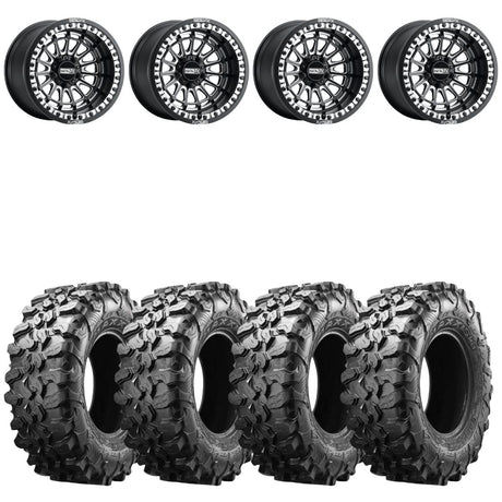 MetalFX Delta R Black Contrast Cut Beadlock & Maxxis Carnivore Radial Wheel & Tire Kit