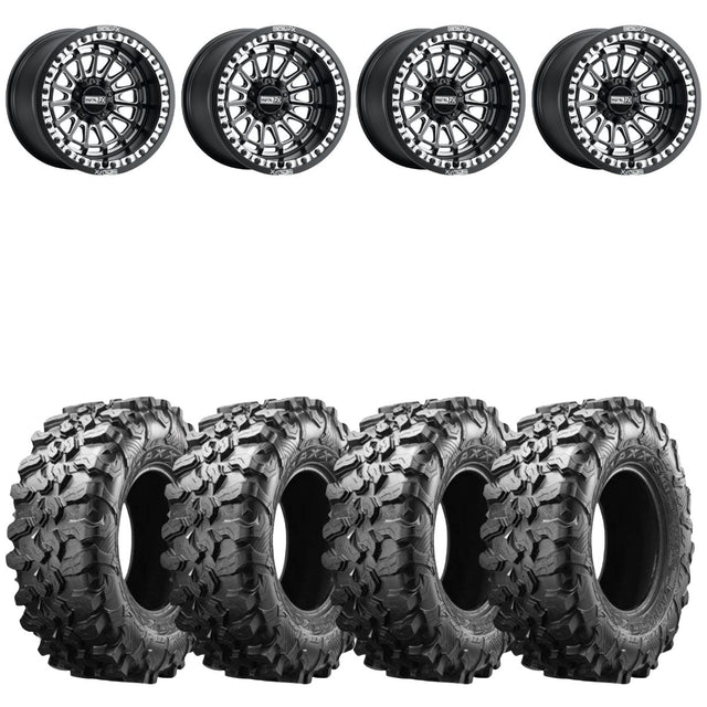 MetalFX Delta R Black Contrast Cut Beadlock & Maxxis Carnivore Radial Wheel & Tire Kit