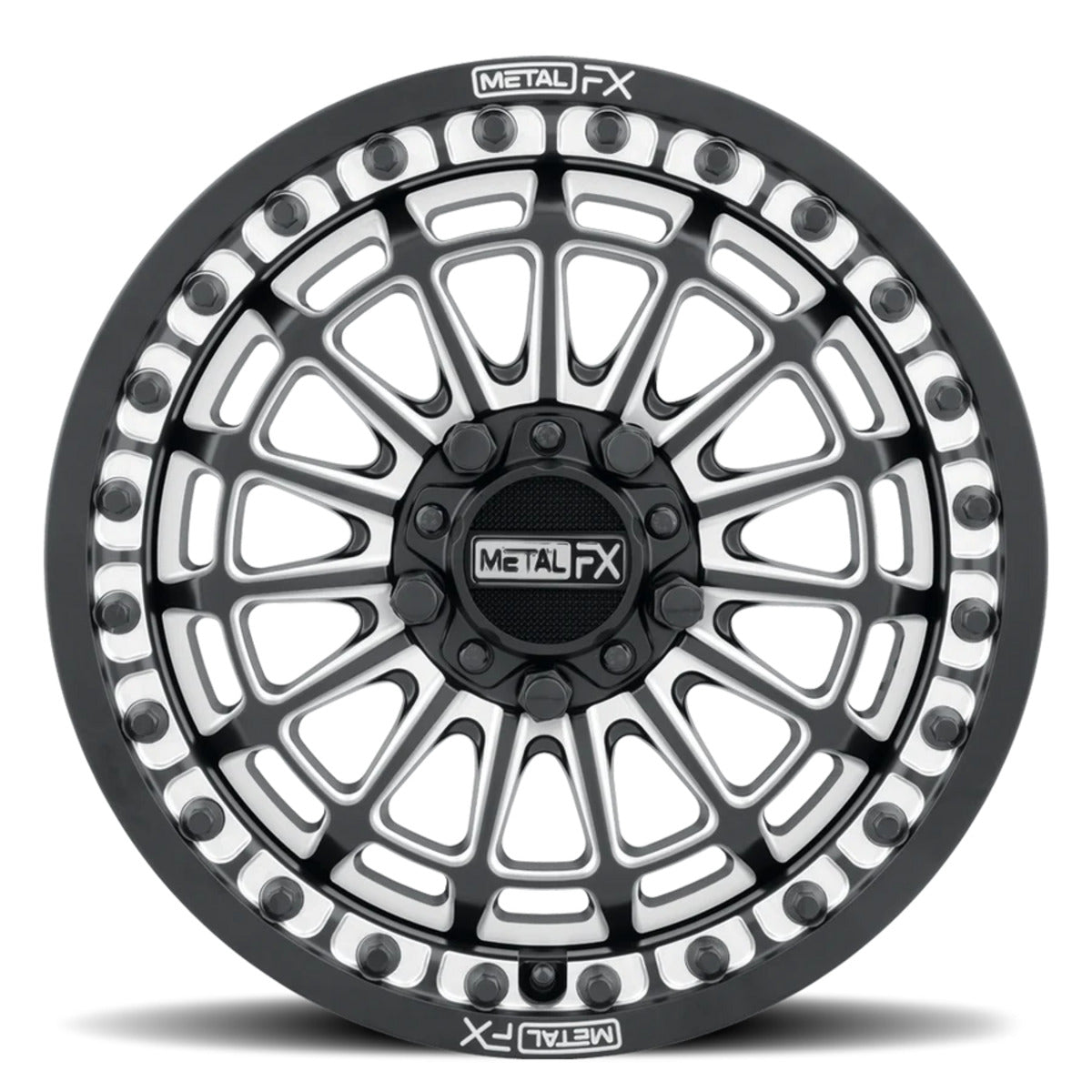 MetalFX Delta R Black Contrast Cut Beadlock & Maxxis Carnivore Radial Wheel & Tire Kit