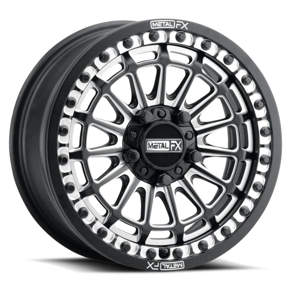 MetalFX Delta R Black Contrast Cut Beadlock & Maxxis Carnivore Radial Wheel & Tire Kit