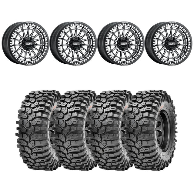MetalFX Delta R Black Contrast Cut Beadlock & Maxxis Roxxzilla Radial Wheel & Tire Kit